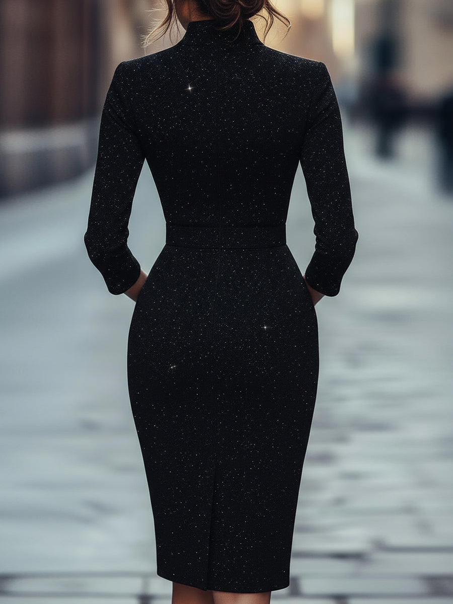Camille™ | Black Belted Sheath Dress