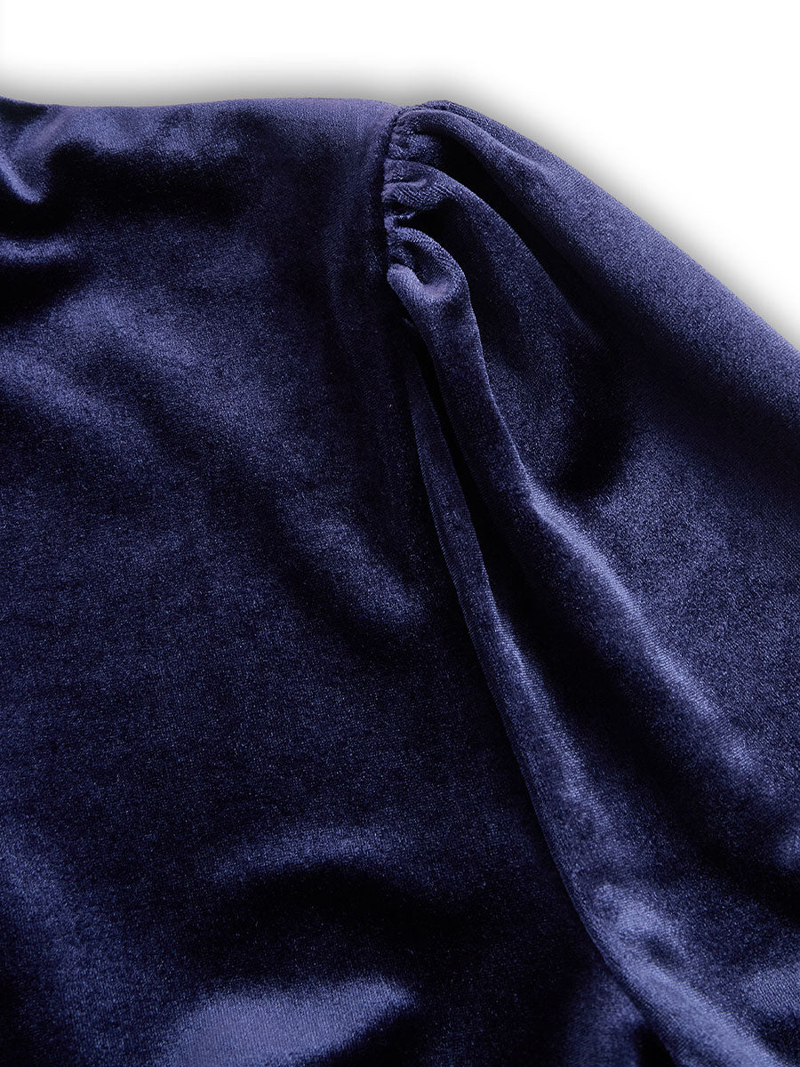 Liora™ | Navy Long-Sleeve Midi Dress