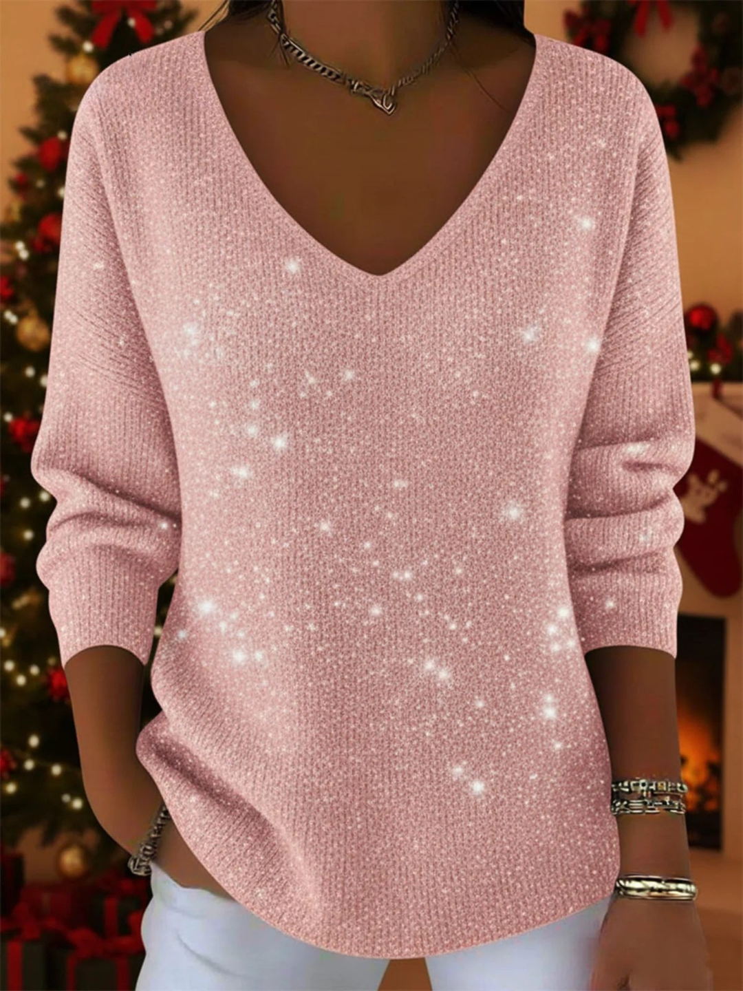Adele | Festive Jumper with V-Neck