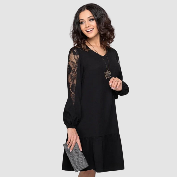 Mila™ | Lace-Sleeve Midi Dress