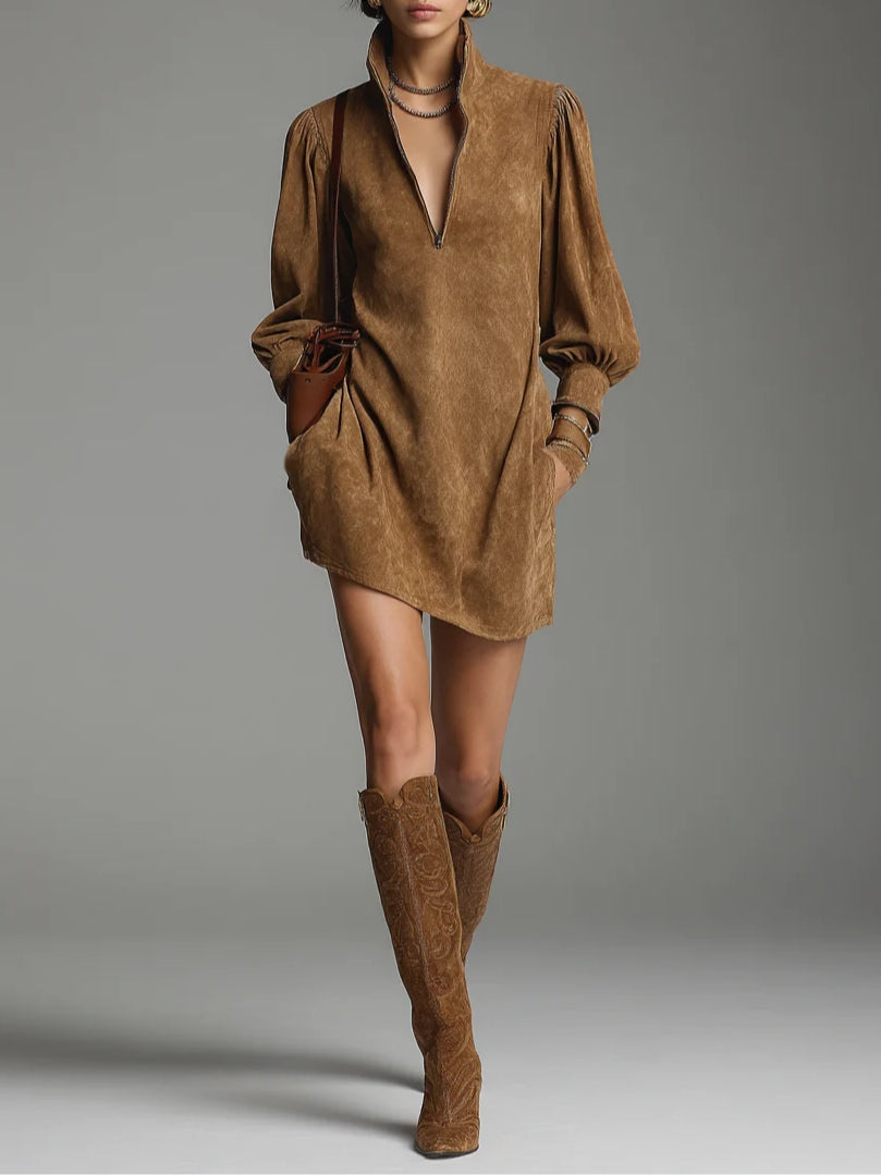 Florence | Suede Turtleneck Mini Dress